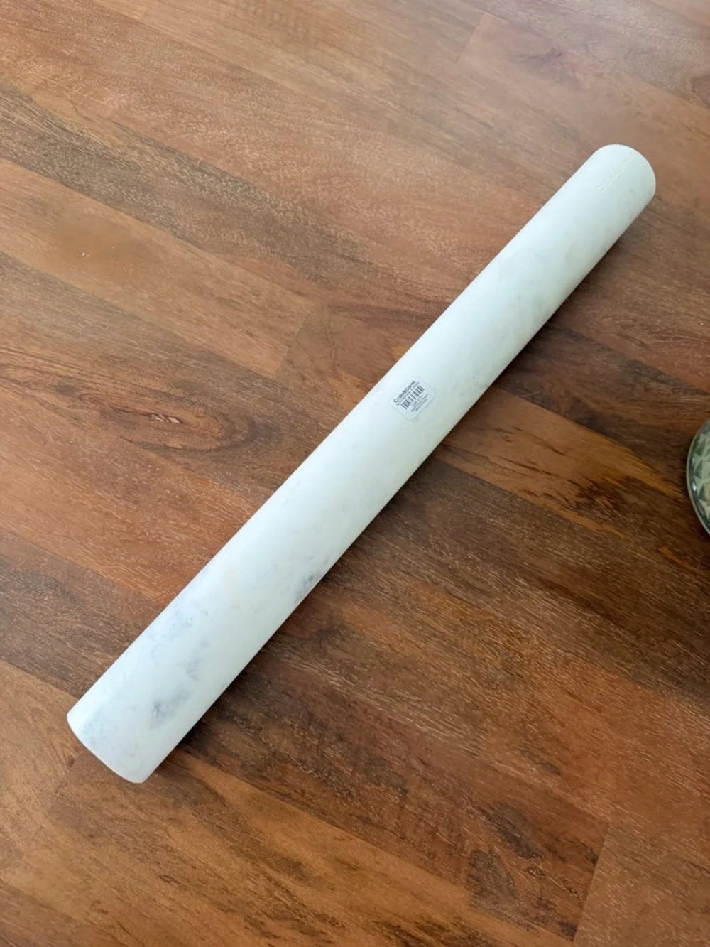 Crate & Barrel Large White Marble Straight Rolling Pin, New with tags